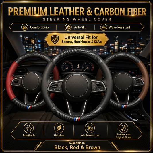 🚗✨ Housse de volant universelle en fibre de carbone – Antidérapante, résistante, un look sportif et une prise en main améliorée, pour un intérieur qui en impose 🏁💪