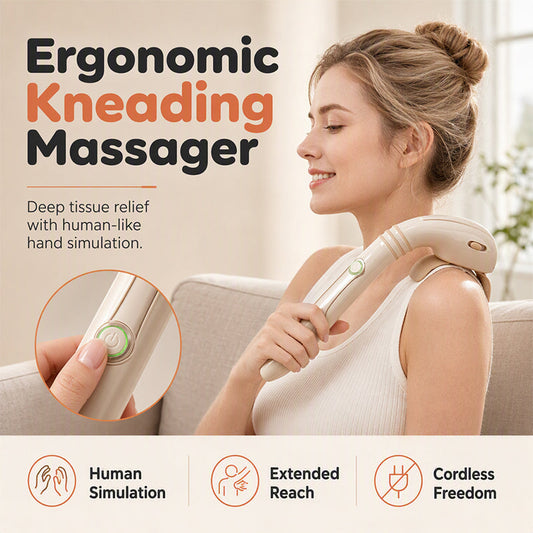 💆 Appareil de Massage Sans Fil à Longue Poignée – Pétrissage pour Dos, Épaules, Bras et Jambes ✨