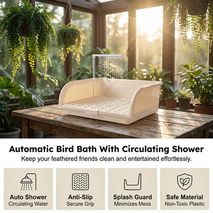 🐦🚿 Bain d’oiseaux électrique avec douche et perchoir – Pompe silencieuse, eau en pluie, un point d’eau sûr et joyeux pour les oiseaux du jardin, du printemps à l’automne 🌿✨