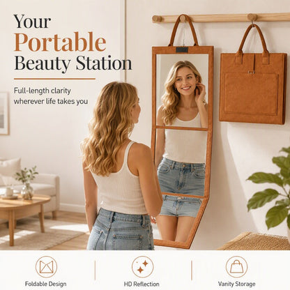 🥳 2026 NOUVELLE ARRIVÉE 🥳💞 +50K VENDUS ! 🔥 -50% !  Miroir Pleine Longueur Pliable Portable — Léger et Compact, Reflet Net, Sans Encombrement, Idéal Chambre, Appartement et Voyages ✨