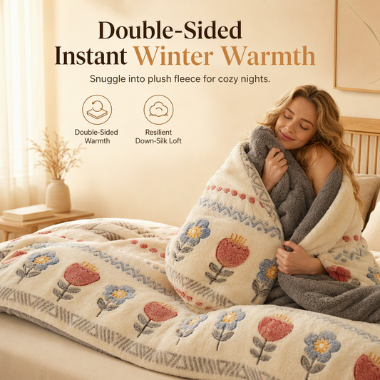 📢📢50 % DE RÉDUCTION !! ⏰ Couette d'Hiver Polaire Double Face – Velours Flocon de Neige & Polaire d'Agneau Dense, Impression Numérique Active pour un Cocon Douillet et des Nuits Confortables Tout l'Hiver 🛏️💤✨