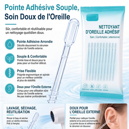 👂 🛡️ Bâtonnets de nettoyage auriculaire à adhérence douce – Spécial cérumen sec, élimine en douceur sans pousser ni blesser, l’hygiène des oreilles en toute sécurité 🌿✨