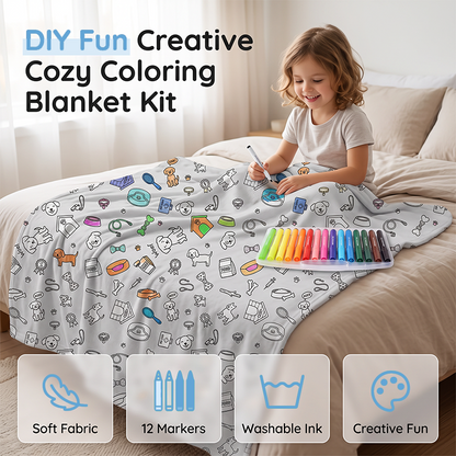 🎨🛋️ Kit de couverture à colorier – Créatif, confortable et personnalisable, transformez votre plaid en œuvre d’art unique, pour des moments doux et colorés en famille 🖍️✨