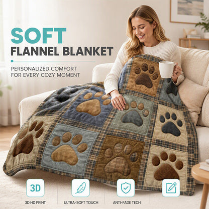 🐾☁️ Couverture douce en flanelle – Motif empreinte de patte, sensation confortable, des moments de détente douillets à la maison comme au bureau 🛋️💤