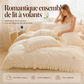🛏️🌸 Parure de lit 4 pièces unie et simple – Bords à volants délicats, élégance intemporelle pour une chambre raffinée et accueillante ☁️