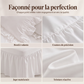 🛏️🌸 Parure de lit 4 pièces unie et simple – Bords à volants délicats, élégance intemporelle pour une chambre raffinée et accueillante ☁️