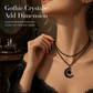 Collier Gothique à Double Rang de Perles de Cristal Noir et Pendentif Lune Ajouré
