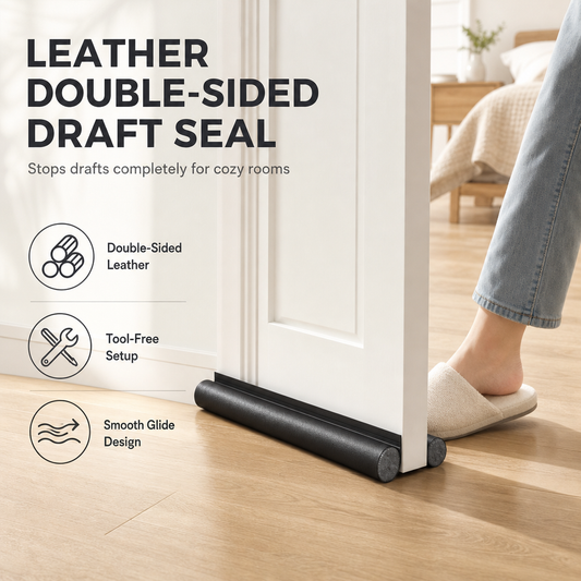 🚪 Boudin de porte double en cuir résistant ❄️ | Isolation thermique et phonique avec mousse souple 🔇 | Barrière contre les courants d’air, la poussière et les insectes | Universel