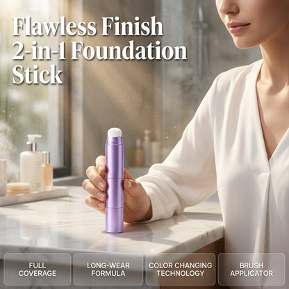📢Achetez 2, recevez 1 gratuitement💕Bâton de Fond de Teint 2-en-1 Changeant de Couleur 💄 Il s’adapte à votre carnation pour un teint parfait en un geste ! ✨