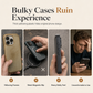 Coque de téléphone magnétique mate à finition métallisée avec grande fenêtre de protection