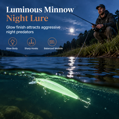 🎣 Leurre Minnow Phosphorescent 7 cm – Idéal pour la Pêche de Nuit 🌙