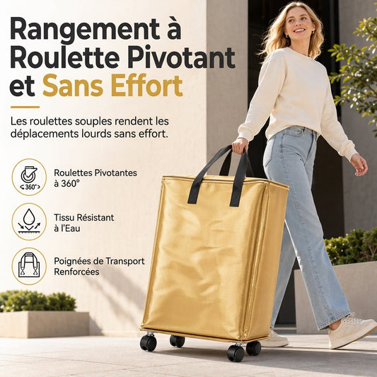 Sac de déménagement pliable et étanche de grande capacité avec roulettes, fourre-tout de rangement robuste à roulettes pour l'organisation des dortoirs universitaires et des foyers