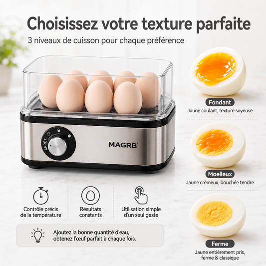 Cuiseur à œufs multifonction avec couvercle transparent