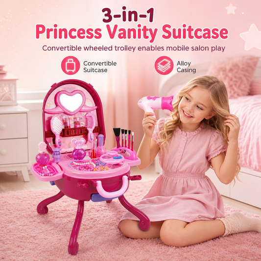 📢📢 -50 % 🎀 Valise coiffeuse de maquillage factice pour enfants : coffret de jeu d’imitation portable pour filles