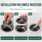 Bouchon d'évier de cuisine - Bouchon de vidange avec corps en acier inoxydable et panier filtrant en ABS