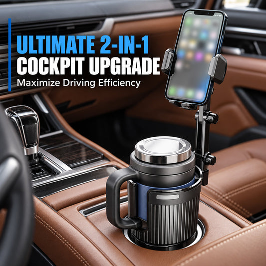Extension pour porte-gobelet de voiture 2-en-1 avec support de téléphone réglable
