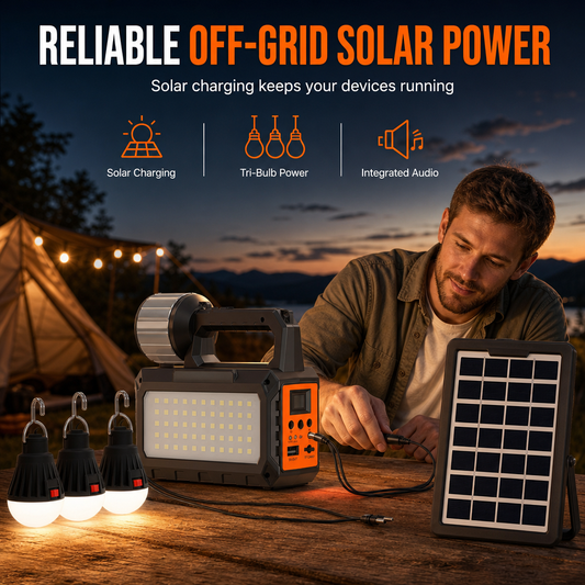 Radio d’urgence solaire portable avec enceinte Bluetooth, lampe torche et recharge 5 V