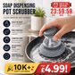 Brosse à récurer avec distributeur de liquide vaisselle et tête amovible en PET